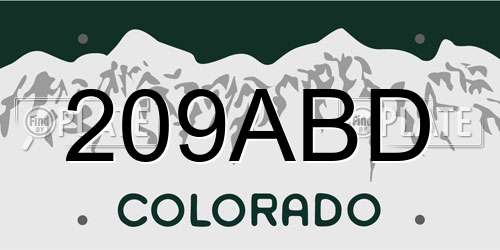 209ABD Colorado License Plate