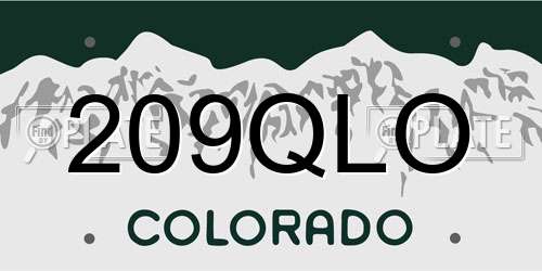 209QLO Colorado License Plate