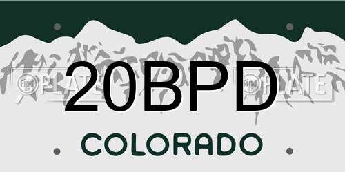 20BPD Colorado License Plate