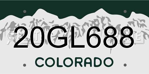 20GL688 Colorado License Plate
