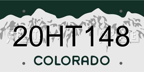 20HT148 Colorado License Plate
