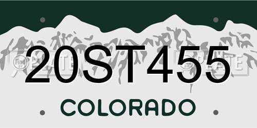 20ST455 Colorado License Plate