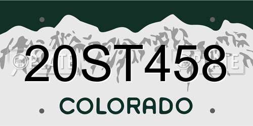 20ST458 Colorado License Plate