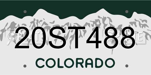 20ST488 Colorado License Plate