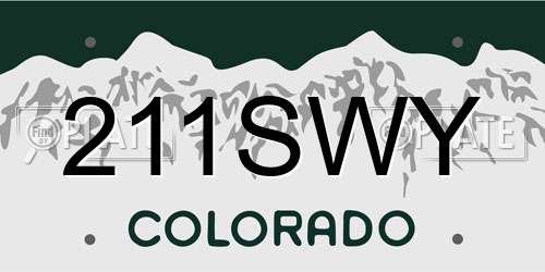 211SWY Colorado License Plate