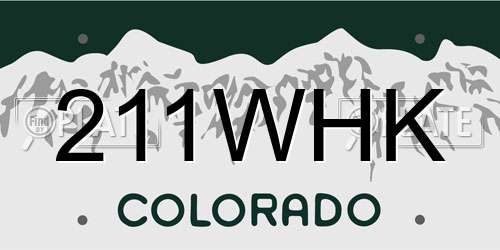 211WHK Colorado License Plate