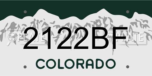 2122BF Colorado License Plate