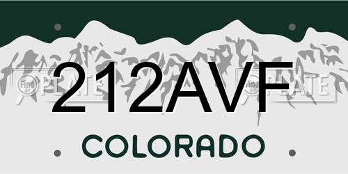 212AVF Colorado License Plate