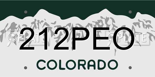 212PEO Colorado License Plate