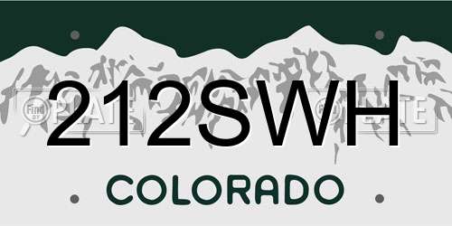 212SWH Colorado License Plate