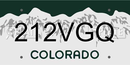 212VGQ Colorado License Plate