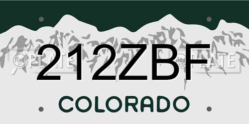 212ZBF Colorado License Plate