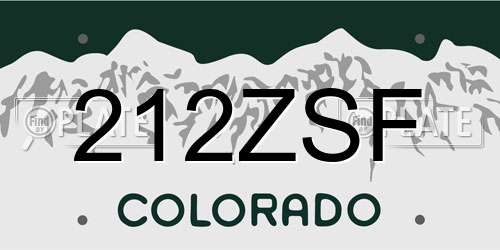 212ZSF Colorado License Plate