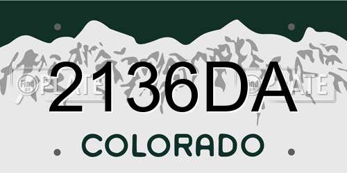 2136DA Colorado License Plate