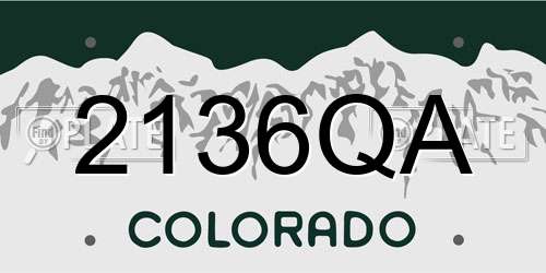 2136QA Colorado License Plate