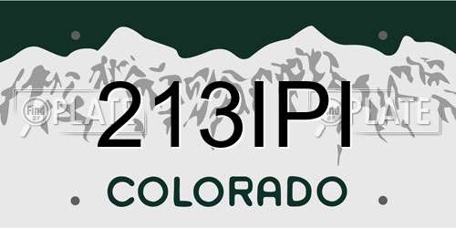 213IPI Colorado License Plate