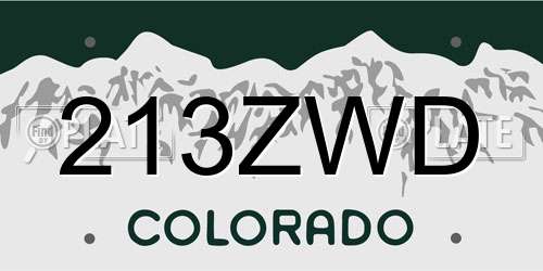 213ZWD Colorado License Plate