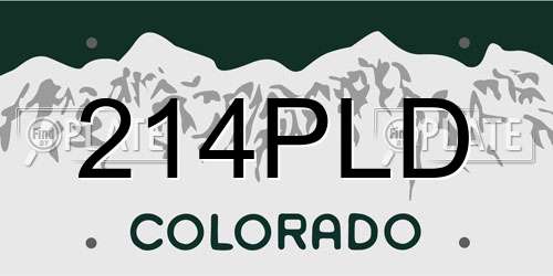 214PLD Colorado License Plate