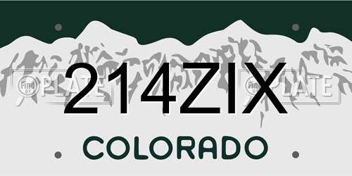 214ZIX Colorado License Plate