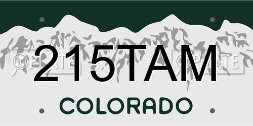 215TAM Colorado License Plate