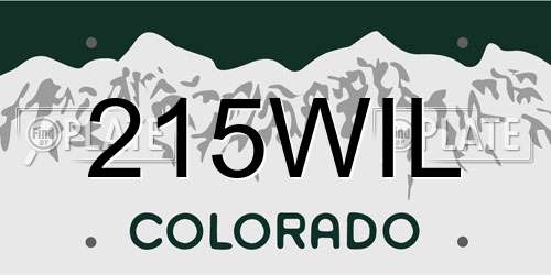 215WIL Colorado License Plate