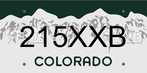 215XXB Colorado License Plate