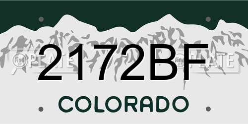 2172BF Colorado License Plate
