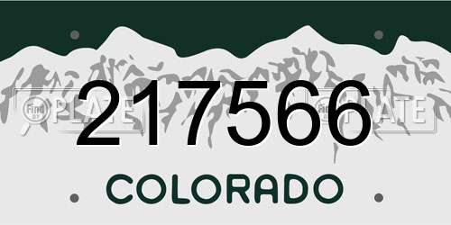 217566 Colorado License Plate