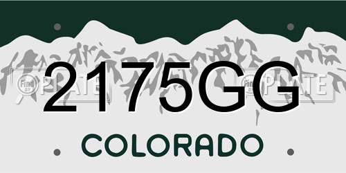 2175GG Colorado License Plate