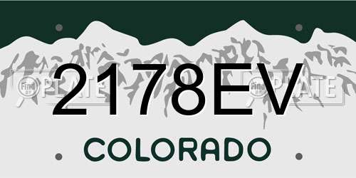 2178EV Colorado License Plate
