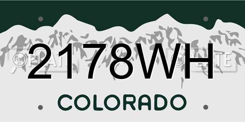 2178WH Colorado License Plate