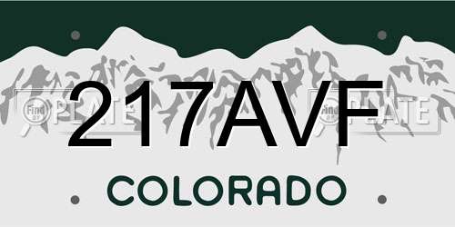 217AVF Colorado License Plate