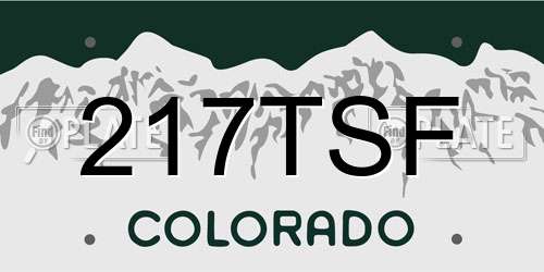 217TSF Colorado License Plate