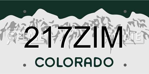 217ZIM Colorado License Plate
