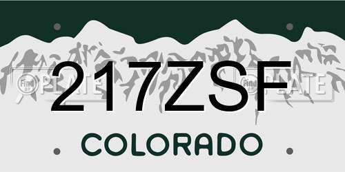 217ZSF Colorado License Plate