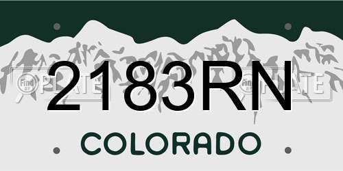 2183RN Colorado License Plate