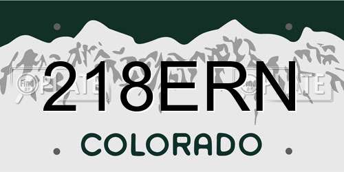 218ERN Colorado License Plate