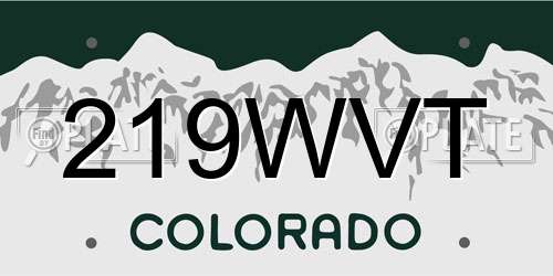 219WVT Colorado License Plate