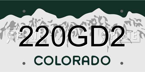 220GD2 Colorado License Plate