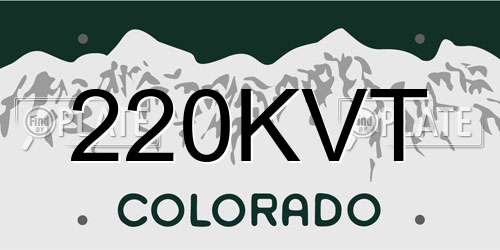 220KVT Colorado License Plate