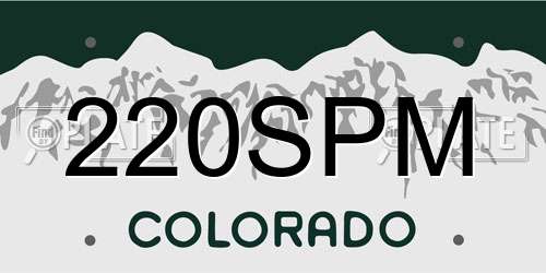 220SPM Colorado License Plate