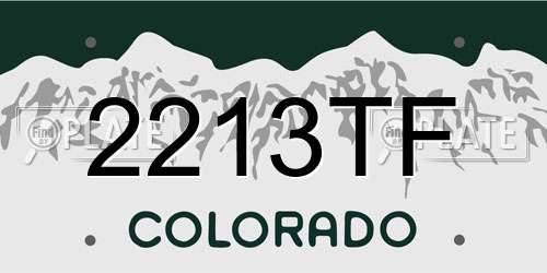 2213TF Colorado License Plate