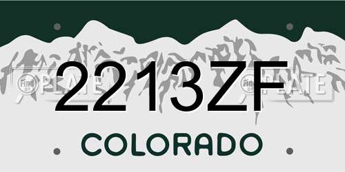 2213ZF Colorado License Plate