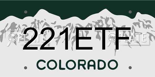 221ETF Colorado License Plate
