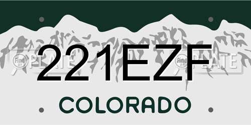 221EZF Colorado License Plate