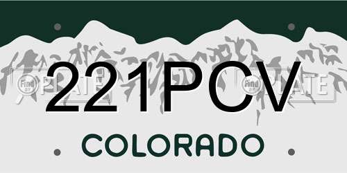 221PCV Colorado License Plate