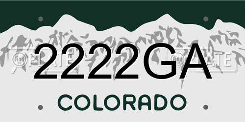 2222GA Colorado License Plate