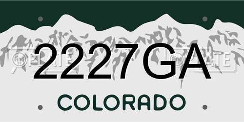 2227GA Colorado License Plate