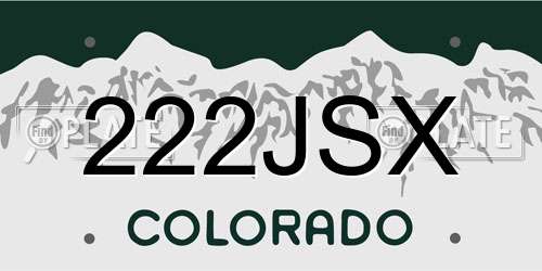 222JSX Colorado License Plate