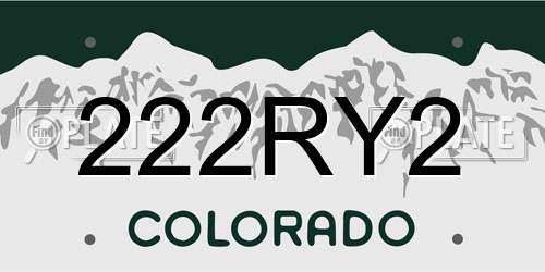 222RY2 Colorado License Plate